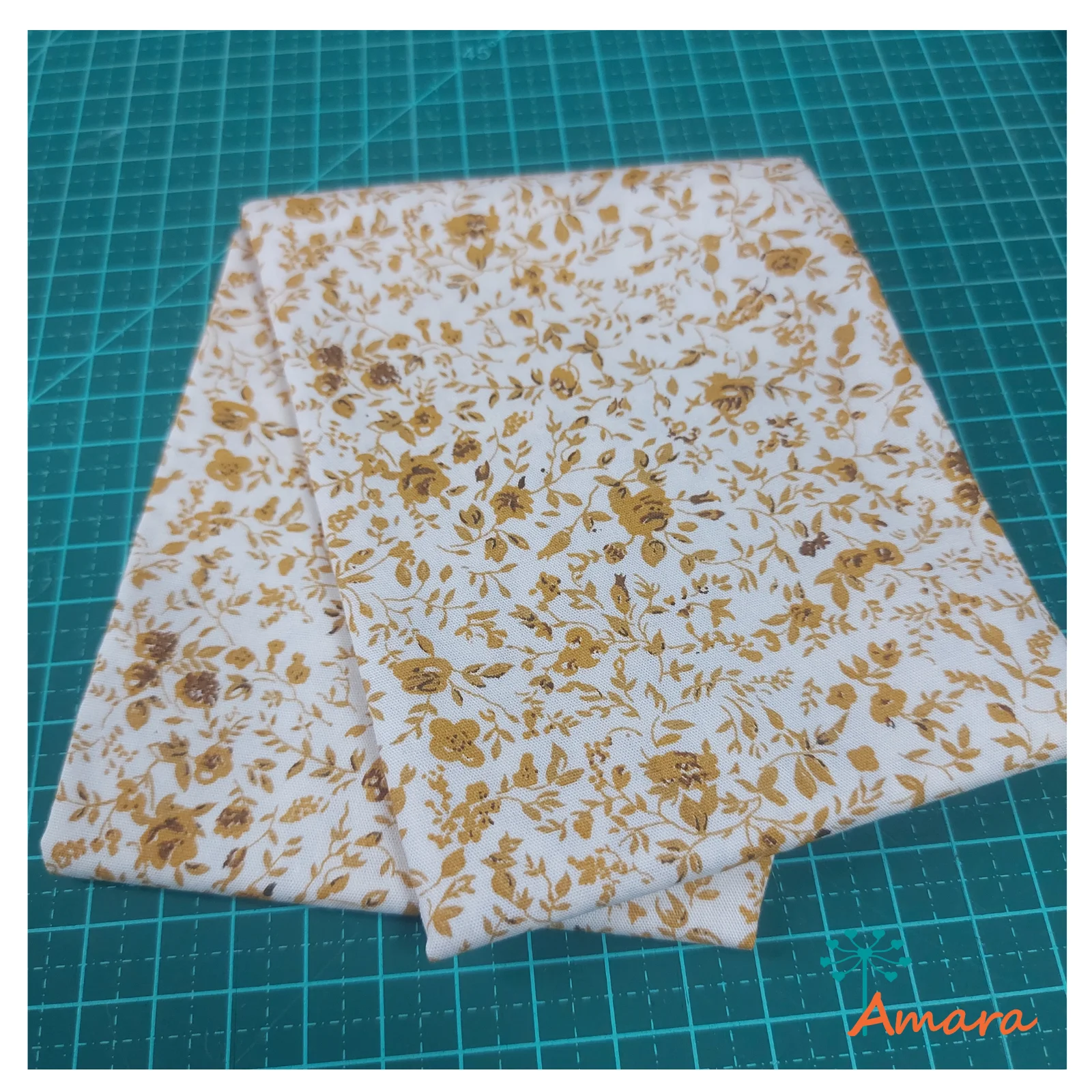 TRICOLINE FLORAL MOSTARDA - (50X70CM) - FAT QUARTER