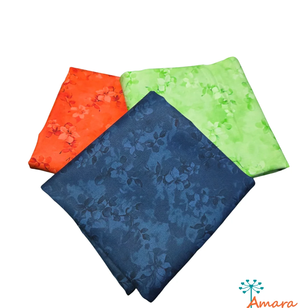 KIT TRICOLINE FLORAL RAINBOW (3 ESTAMPAS) - 100% ALGODÃO - FABRICART