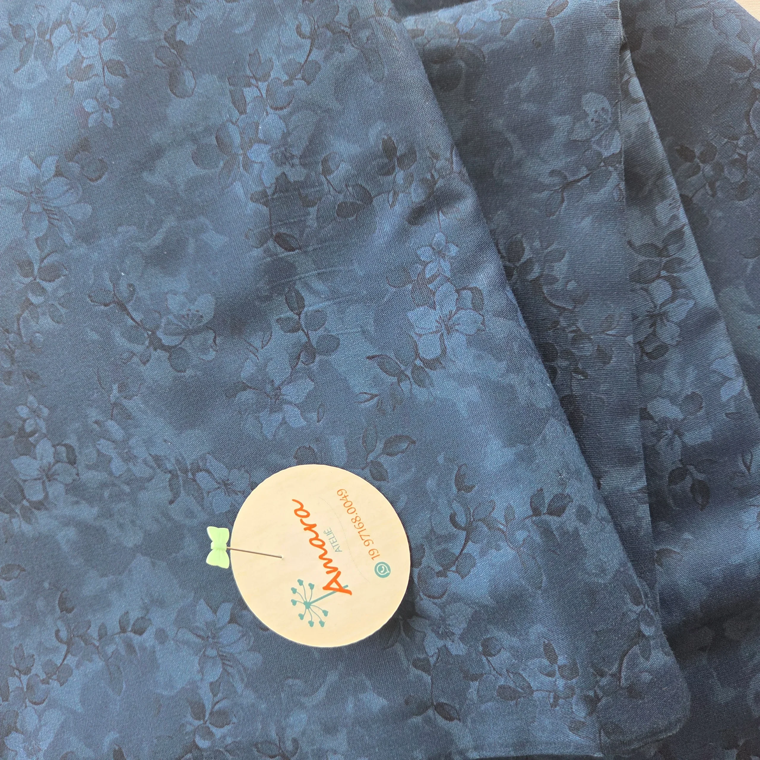 TRICOLINE RAINBOW AZUL MARINHO - 100% ALGODÃO - FABRICART